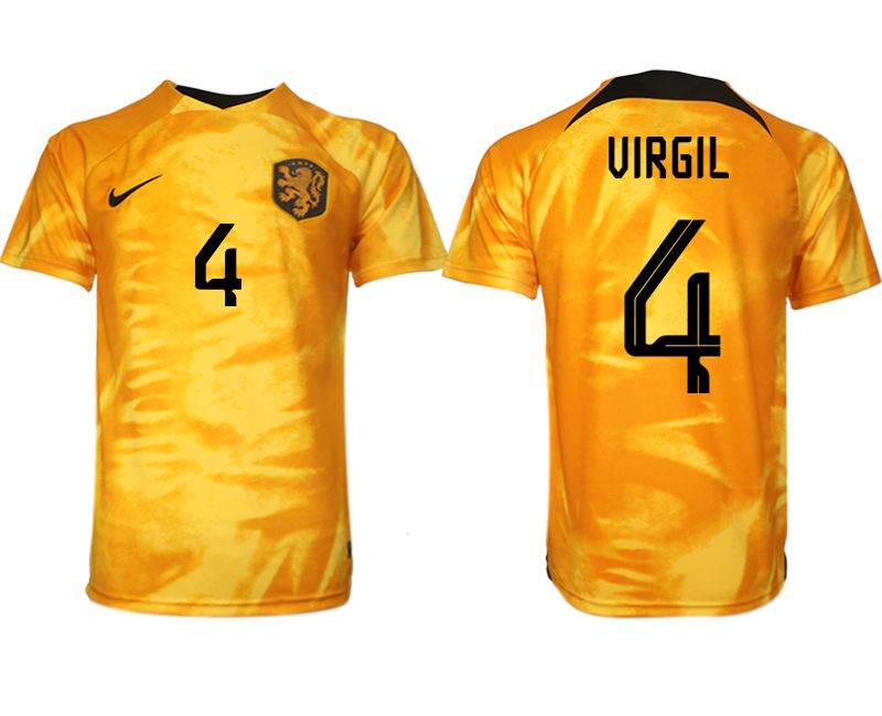 Men 2022 World Cup National Team Netherlands home aaa version yellow 4 Soccer Jersey